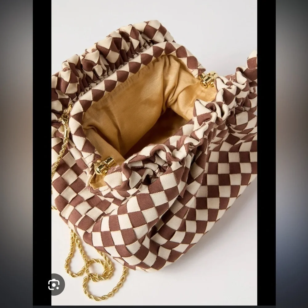 Loeffler Randall- NWT Brown and Ivory Checkered Willa Pouch Purse